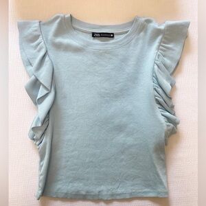 ZARA BLUE RUFFLE TOP